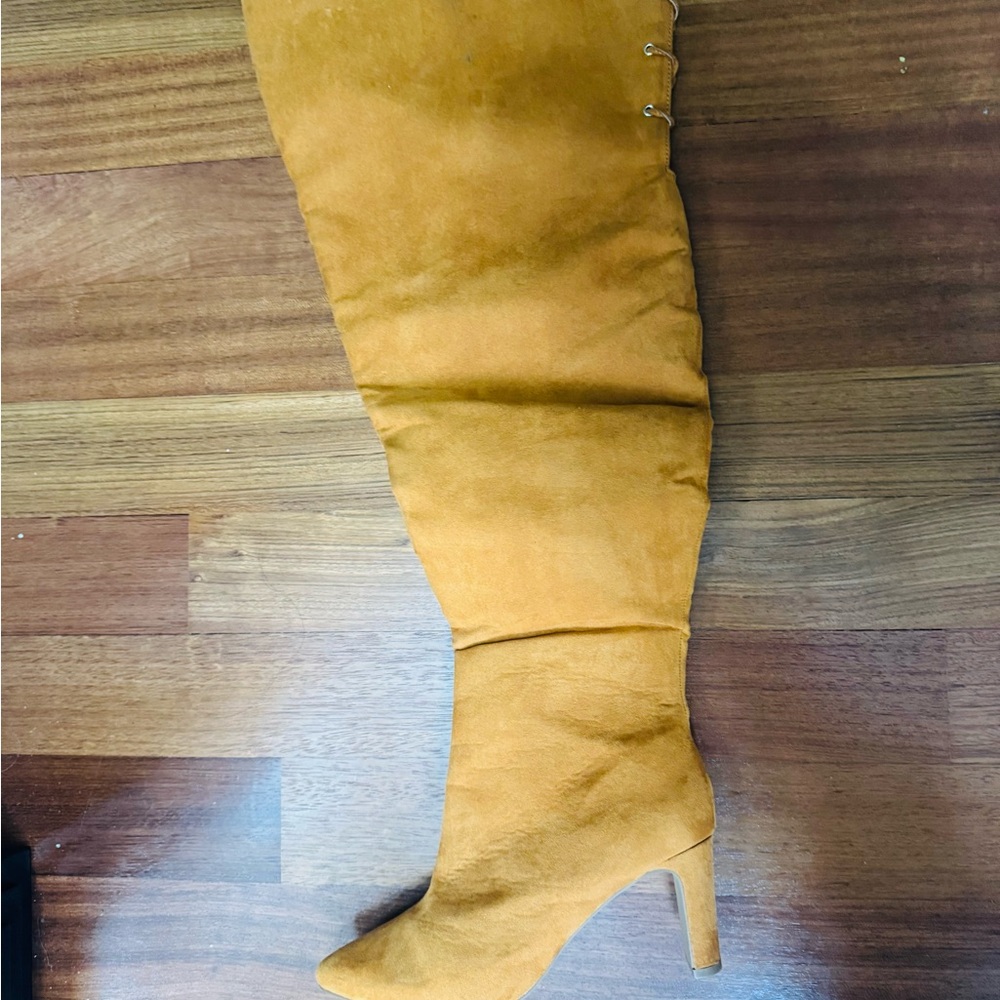 Fashion Nova Tan Over the Knee Boots with Stiletto Heel